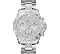 Multifunktionsuhr GUESS "MAJESTIC", silber (silberfarben), Armbanduhren, Herren, Quarzuhr, Armbanduhr, Herren, Datum, 12/24-Std.-Anzeige,Kristallsteine (38468523-0) silberfarben