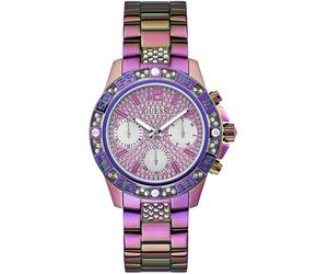 Multifunktionsuhr GUESS "MAJESTY", bunt, Armbanduhren, Damen, Quarzuhr, Armbanduhr, Damenuhr, Datum, Edelstahlarmband (51845829-0) bunt