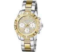 Multifunktionsuhr GUESS "MAJESTY", silber (silberfarben, gelbgoldfarben), Armbanduhren, Damen, Quarzuhr, Armbanduhr, Damenuhr, Datum, Edelstahlarmband (97731302-0) silberfarben, gelbgoldfarben