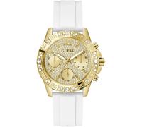 Multifunktionsuhr GUESS "MAJESTY", weiß, Armbanduhren, Damen, Quarzuhr, Armbanduhr, Damenuhr, Datum, Wochentag, Silikonarmband (68979606-0) weiß