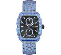 Multifunktionsuhr GUESS "NILE", blau (hellblau), Armbanduhren, Herren, Multifunktionsuhr, Quarzuhr, Armbanduhr, Herrenuhr, Datum, Wochentag, Edelstahlarmband (85374308-0)