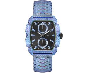 Multifunktionsuhr GUESS "NILE", blau (hellblau), Armbanduhren, Herren, Quarzuhr, Armbanduhr, Herrenuhr, Datum, Wochentag, Edelstahlarmband (85374308-0) hellblau