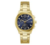 Multifunktionsuhr GUESS "PALMER", goldfarben, blau, Armbanduhren, Herren, Quarzuhr, Armbanduhr, Herrenuhr, Edelstahlarmband, analog, Wochentag (77673338-0) goldfarben, blau