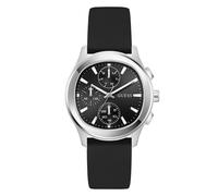 Multifunktionsuhr GUESS "PALMER", schwarz (schwarz, silberfarben), Armbanduhren, Herren, Quarzuhr, Armbanduhr, Herrenuhr, Silikonarmband, analog, Wochentag (29807809-0) schwarz, silberfarben
