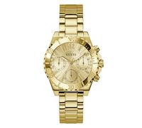 Multifunktionsuhr GUESS "PHOEBE", gold (goldfarben), Armbanduhren, Damen, Quarzuhr, Armbanduhr, Damenuhr, Edelstahlarmband, analog, Wochentag (76917021-0) goldfarben