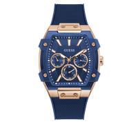 Multifunktionsuhr GUESS "PHOENIX", blau, Armbanduhren, Herren, Quarzuhr, Armbanduhr, Herrenuhr, Silikonarmband, Datum (37799950-0) blau