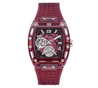 Multifunktionsuhr GUESS "PHOENIX", rot, beere, Armbanduhren, Herren, Quarzuhr, Armbanduhr, Herrenuhr, Silikonarmband, analog, Wochentag (50201545-0) rot, beere