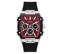 Multifunktionsuhr GUESS "PHOENIX", schwarz, rot, Armbanduhren, Herren, Quarzuhr, Armbanduhr, Herrenuhr, Silikonarmband, analog, Wochentag (15001054-0) schwarz, rot