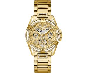 Multifunktionsuhr GUESS "QUEEN", gold (goldfarben), Armbanduhren, Damen, Armbanduhr, Quarzuhr, Damenuhr (54357317-0) goldfarben