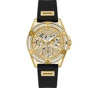 Multifunktionsuhr GUESS "QUEEN", gold (schwarz), Armbanduhren, Damen, Multifunktionsuhr, Armbanduhr, Quarzuhr, Damenuhr (36788365-0)