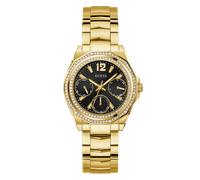 Multifunktionsuhr GUESS "RITZY", gold (goldfarben, schwarz), Armbanduhren, Damen, Quarzuhr, Armbanduhr, Damenuhr, Edelstahlarmband, Datum (40150230-0) goldfarben, schwarz