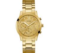 Multifunktionsuhr GUESS "SOLAR", gold (goldfarben), Armbanduhren, Damen, Armbanduhr, Quarzuhr, Damenuhr, Datum, Edelstahlarmband (56895561-0) goldfarben