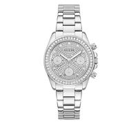 Multifunktionsuhr GUESS "VICTORIA", silberfarben, Armbanduhren, Damen, Quarzuhr, Armbanduhr, Damenuhr, Edelstahlarmband, analog, Wochentag (48992160-0) silberfarben