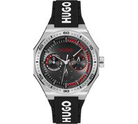 Multifunktionsuhr HUGO "GRAIL SPORT", schwarz, Armbanduhren, Herren, Quarzuhr, Armbanduhr, Herrenuhr, Silikonarmband, analog (69699919-0) schwarz