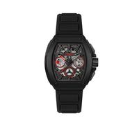 Multifunktionsuhr HUGO "HUGO ID SKELETON", schwarz, Armbanduhren, Herren, Quarzuhr, Armbanduhr, Herrenuhr, Silikonarmband, analog (28949841-0) schwarz