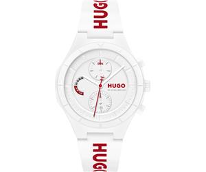 Multifunktionsuhr HUGO "LIT MULTI", weiß, Armbanduhren, Herren, Quarzuhr, Armbanduhr, Herrenuhr, Silikonarmband, analog (17853014-0) weiß