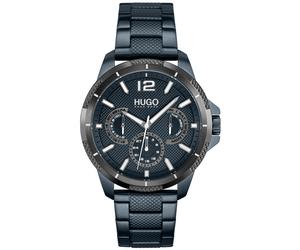 Multifunktionsuhr HUGO "SPORT", blau, Armbanduhren, Herren, Quarzuhr, Armbanduhr, Herrenuhr, Datum, Edelstahlarmband (13764612-0) blau