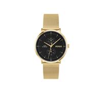 Multifunktionsuhr HUGO "STYLE", goldfarben, schwarz, Armbanduhren, Herren, Multifunktionsuhr, Quarzuhr, Armbanduhr, Herrenuhr, Edelstahlarmband, analog (31366853-0)