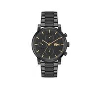 Multifunktionsuhr LACOSTE "REPLAY", schwarz, gelbgoldfarben, Armbanduhren, Kinder, Quarzuhr, Armbanduhr, Herrenuhr, Edelstahlarmband, analog (38377620-0) schwarz, gelbgoldfarben