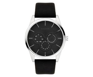 Multifunktionsuhr S.OLIVER "Round Basic", schwarz (schwarz, silberfarben), Armbanduhren, Herren, Quarzuhr, Armbanduhr, Herrenuhr, Lederarmband, analog (52204402-0) schwarz, silberfarben