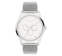 Multifunktionsuhr S.OLIVER "Round Basic", silber (silberfarben, beige), Armbanduhren, Herren, Quarzuhr, Armbanduhr, Herrenuhr, Edelstahlarmband, analog (10589929-0) silberfarben, beige