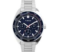 Multifunktionsuhr TIMEX "WESTON", silber (silberfarben, blau), Armbanduhren, Kinder, Quarzuhr, Armbanduhr, Herrenuhr, Edelstahlarmband, 12/24-Std.-Anzeige (20653128-0) silberfarben, blau