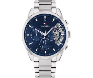 Multifunktionsuhr TOMMY HILFIGER "BAKER", silber (silberfarben), Armbanduhren, Herren, Quarzuhr, Armbanduhr, Herrenuhr, Datum, Edelstahlarmband (47687322-0) silberfarben