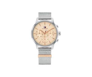 Multifunktionsuhr TOMMY HILFIGER "BLAKE", rosa (silberfarben, beige), Armbanduhren, Damen, Quarzuhr, Armbanduhr, Damenuhr, Edelstahlarmband, analog (86822804-0) silberfarben, beige