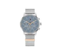 Multifunktionsuhr TOMMY HILFIGER "BLAKE", silber (silberfarben, hellblau), Armbanduhren, Damen, Quarzuhr, Armbanduhr, Damenuhr, Edelstahlarmband, analog (43714321-0) silberfarben, hellblau