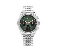 Multifunktionsuhr TOMMY HILFIGER "BRYANT", grün (silberfarben, grün), Armbanduhren, Herren, Quarzuhr, Armbanduhr, Damenuhr, Herrenuhr, Edelstahlarmband, analog (70694610-0) silberfarben, grün