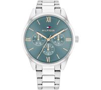 Multifunktionsuhr TOMMY HILFIGER "CAMILLE", silber (silberfarben, blau), Armbanduhren, Damen, Quarzuhr, Armbanduhr, Damenuhr, Edelstahlarmband, Datum (42443305-0) silberfarben, blau
