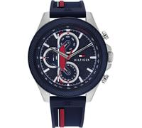 Multifunktionsuhr TOMMY HILFIGER "CLARK", blau (dunkelblau), Armbanduhren, Herren, Quarzuhr, Armbanduhr, Herrenuhr, Datum, Silikonarmband (36464455-0) dunkelblau