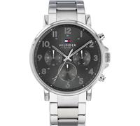 Multifunktionsuhr TOMMY HILFIGER "DANIEL", silber (silberfarben), Armbanduhren, Damen, Quarzuhr, Armbanduhr, Herrenuhr, Datum, Edelstahlarmband (38233469-0) silberfarben