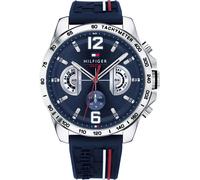 Multifunktionsuhr TOMMY HILFIGER "DECKER", blau (dunkelblau), Armbanduhren, Herren, Quarzuhr, Armbanduhr, Herrenuhr, Datum, Silikonarmband (27305010-0) dunkelblau