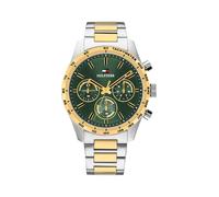 Multifunktionsuhr TOMMY HILFIGER "HAMPTON", gold (silberfarben, goldfarben, grün, silberfarben, goldfarben), Armbanduhren, Herren, Quarzuhr, Armbanduhr, Herrenuhr, Edelstahlarmband, analog (37517659-0