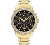 Multifunktionsuhr TOMMY HILFIGER "HAVEN", gold (goldfarben), Armbanduhren, Damen, Quarzuhr, Armbanduhr, Damenuhr, Glaskristalle, Edelstahlarmband, Datum (99308366-0) goldfarben