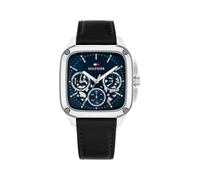 Multifunktionsuhr TOMMY HILFIGER "Herald Skeleton", schwarz (schwarz, blau), Armbanduhren, Herren, Quarzuhr, Armbanduhr, Herrenuhr, Lederarmband, analog (74452437-0) schwarz, blau