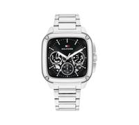 Multifunktionsuhr TOMMY HILFIGER "Herald Skeleton", silber (silberfarben, schwarz), Armbanduhren, Herren, Quarzuhr, Armbanduhr, Herrenuhr, Edelstahlarmband, analog (83282364-0) silberfarben, schwarz