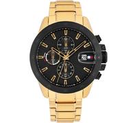 Multifunktionsuhr TOMMY HILFIGER "JAMESON", gold (goldfarben, schwarz), Armbanduhren, Herren, Quarzuhr, Armbanduhr, Herrenuhr, Edelstahlarmband, analog, Tag (60191265-0) goldfarben, schwarz