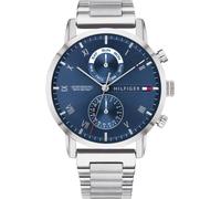Multifunktionsuhr TOMMY HILFIGER "KANE", blau (silberfarben, blau), Armbanduhren, Herren, Quarzuhr, Armbanduhr, Herrenuhr, Datum, analog, Edelstahlarmband (27018802-0) silberfarben, blau