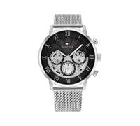 Multifunktionsuhr TOMMY HILFIGER "LEGEND", silber (silberfarben), Armbanduhren, Herren, Quarzuhr, Armbanduhr, Herrenuhr, Edelstahlarmband, analog, Tag (42275430-0) silberfarben