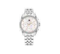 Multifunktionsuhr TOMMY HILFIGER "MELLIE", silber (silberfarben), Armbanduhren, Damen, Quarzuhr, Armbanduhr, Damenuhr, Edelstahlarmband, analog (16797919-0) silberfarben