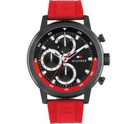 Multifunktionsuhr TOMMY HILFIGER "ROCKY", rot, Armbanduhren, Herren, Quarzuhr, Armbanduhr, Herrenuhr, Silikonarmband, analog (41997139-0) rot