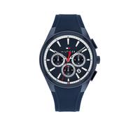 Multifunktionsuhr TOMMY HILFIGER "Sam", blau, Armbanduhren, Herren, Quarzuhr, Armbanduhr, Herrenuhr, Silikonarmband, analog, Tag (97621046-0) blau