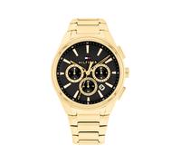 Multifunktionsuhr TOMMY HILFIGER "Sam", goldfarben, schwarz, Armbanduhren, Herren, Quarzuhr, Armbanduhr, Herrenuhr, Edelstahlarmband, analog, Tag (81872309-0) goldfarben, schwarz