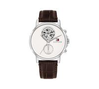 Multifunktionsuhr TOMMY HILFIGER "Stewart", braun, Armbanduhren, Herren, Quarzuhr, Armbanduhr, Herrenuhr, Lederarmband, analog (98339960-0) braun
