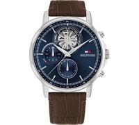 Multifunktionsuhr TOMMY HILFIGER "STEWART", braun (dunkelbraun), Armbanduhren, Herren, Quarzuhr, Armbanduhr, Herrenuhr, Datum, Lederarmband (25719948-0) dunkelbraun