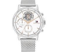 Multifunktionsuhr TOMMY HILFIGER "STEWART", silberfarben, Armbanduhren, Herren, Quarzuhr, Armbanduhr, Herrenuhr, Edelstahlarmband, analog (99744351-0) silberfarben