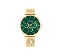 Multifunktionsuhr TOMMY HILFIGER "Tea", goldfarben, grün, Armbanduhren, Damen, Quarzuhr, Armbanduhr, Damenuhr, Edelstahlarmband, analog (97380562-0) goldfarben, grün