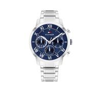 Multifunktionsuhr TOMMY HILFIGER "TH-OXFORD", edelstahlfarben, blau, Armbanduhren, Herren, Quarzuhr, Armbanduhr, Herrenuhr, Edelstahlarmband, analog (49499914-0) edelstahlfarben, blau